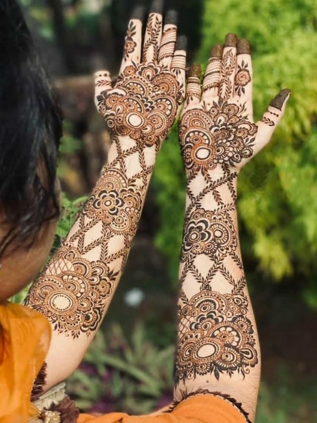 Modern bridal full hand mehndi designs
