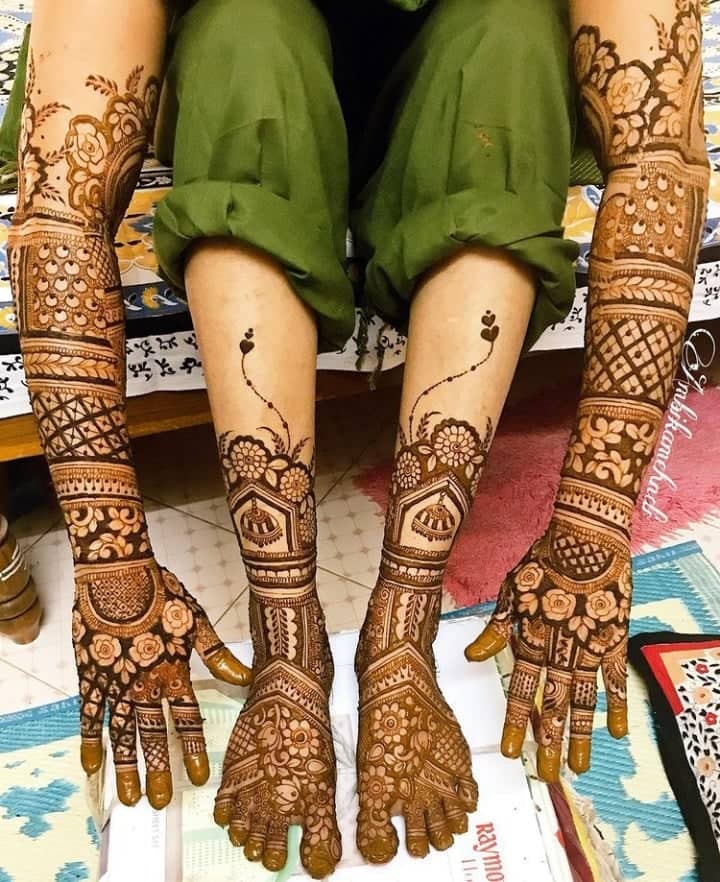 full hand bridal mehndi design